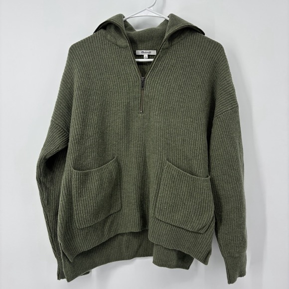 Madewell Sweaters - Madewell Glenbrook Half Zip Pullover Sweater Green Merino Wool Size Medium